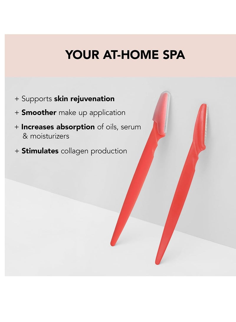 Kitsch Dermaplaning Tool - Face Razors for Women | Eyebrow Razor & Face Shaver | Facial Hair Removal | Facial Razors for Women | Dermaplane Razor for Women Face, 12 pc (Coral)
