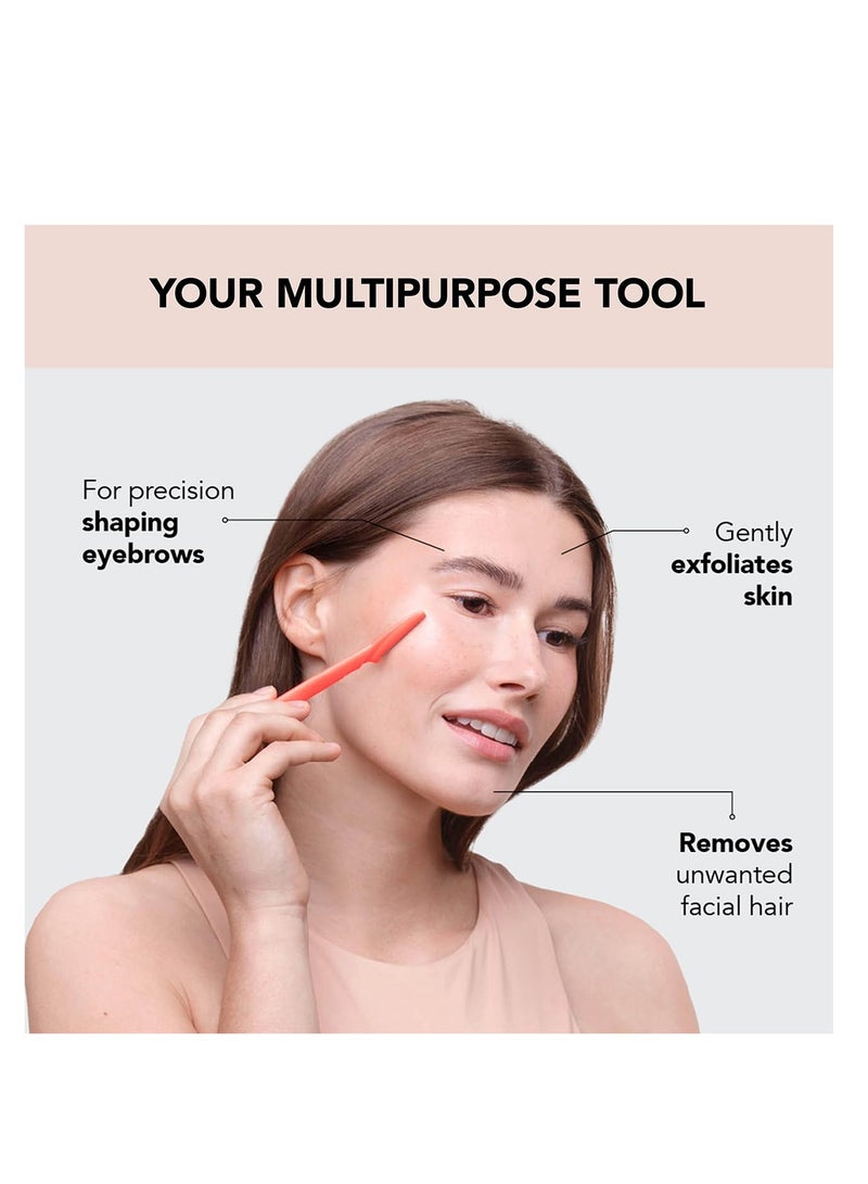 Kitsch Dermaplaning Tool - Face Razors for Women | Eyebrow Razor & Face Shaver | Facial Hair Removal | Facial Razors for Women | Dermaplane Razor for Women Face, 12 pc (Coral)