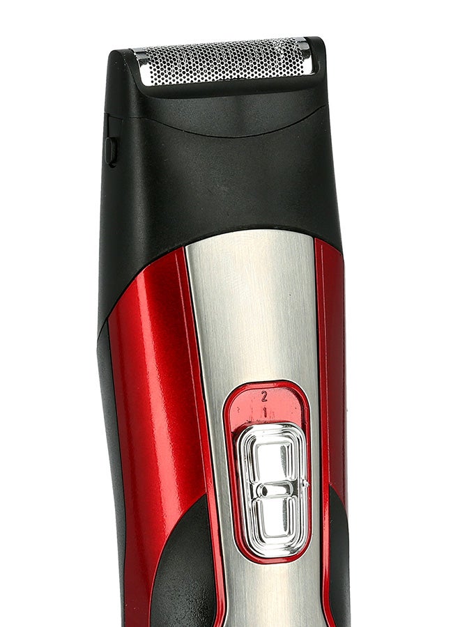 11-IN-1 Rechargeable Grooming Kit- GTR8724, Includes Hair Clipper Head And Beard Trimmer Head Black/Red 6x23.6x16.2cm