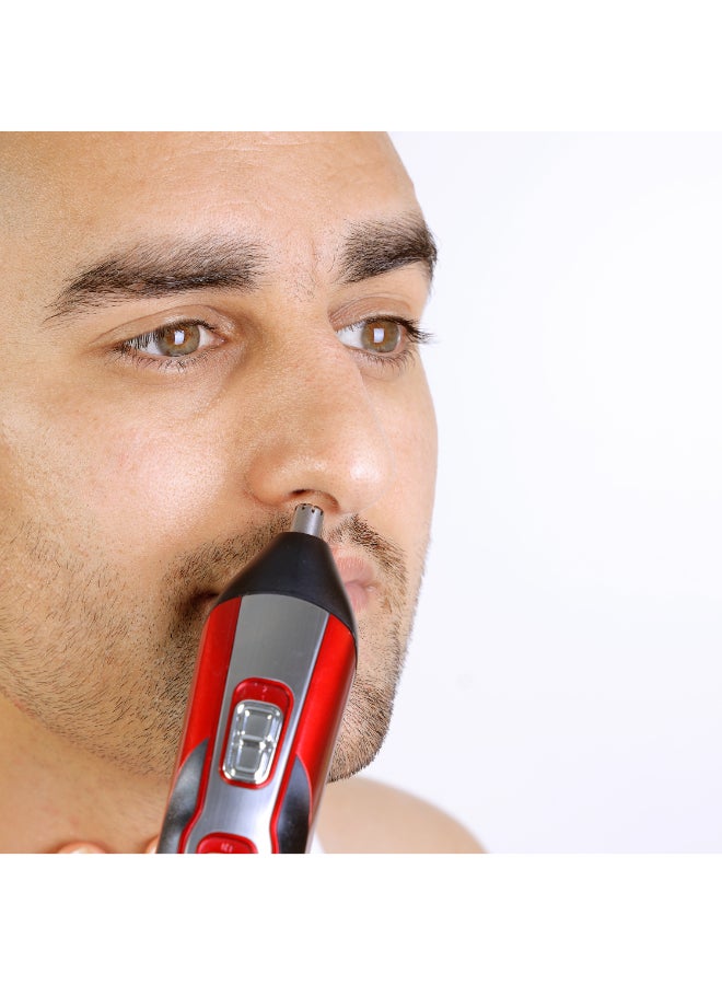 11-IN-1 Rechargeable Grooming Kit- GTR8724, Includes Hair Clipper Head And Beard Trimmer Head Black/Red 6x23.6x16.2cm