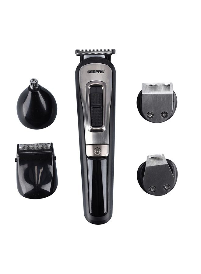 11-IN-1 Rechargeable Grooming Set With 6 Interchangeable Heads And 4 Comb Attachments Includes a Charging Stand, Cleaning Brush, USB Cable