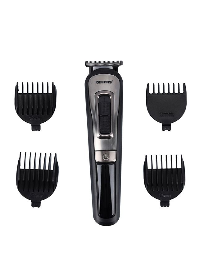 11-IN-1 Rechargeable Grooming Set With 6 Interchangeable Heads And 4 Comb Attachments Includes a Charging Stand, Cleaning Brush, USB Cable