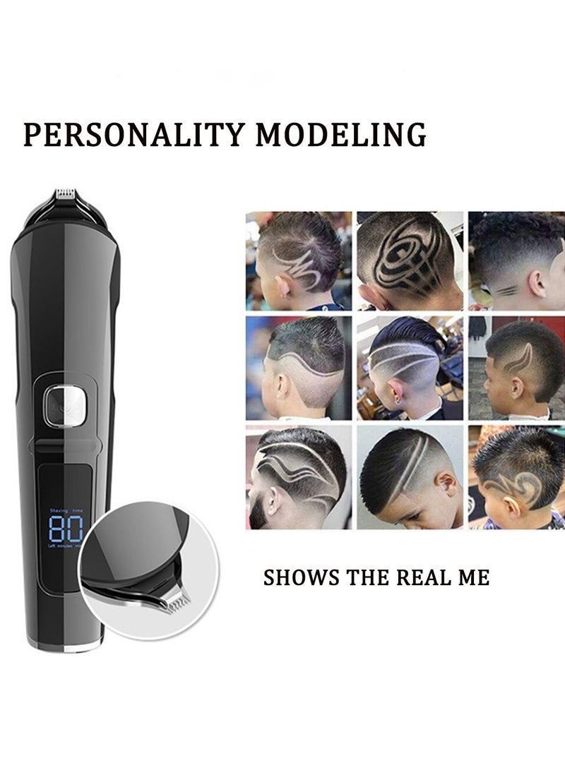 Electric Beard Trimmer for Men, Waterproof Body Grooming Kit, Nose Hair Ear Trimmer, Hair Clippers, Rechargeable All in 1 Body Groomer, Precision Mustache Shaver Razor, LED Display