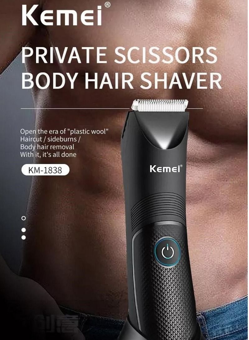 Hair Trimmer Professional Body Hair Remover KM-1838 for Men and Women Waterproof Charge for 1.5 Hours Use for 90 Mins with LED Light