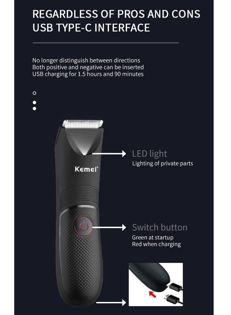 Body Hair Trimmer Shaver for Men Electric Body Groomer Professional Hair Trimmer Replaceable Ceramic Blade IPX7 Waterproof Wet/Dry Lightweight