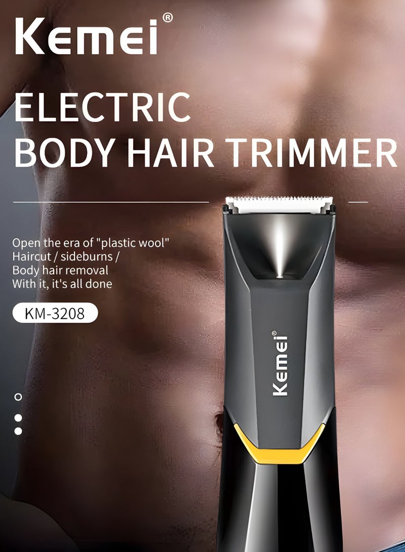 Hair Trimmer KM-3208 USB Rechargeable Hair Clipper Waterproof Body Hair Trimmer Bikini Leg Beard Arm Trimmer