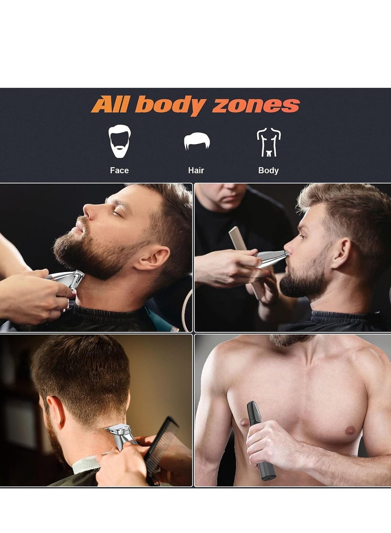 Men's Beard Trimmer, Electric Shaver IPX7 Waterproof Beard Trimming Set, With Beard Nose Ear Face, Cordless Hair Trimmer, Barber Cutter, Men's Gift