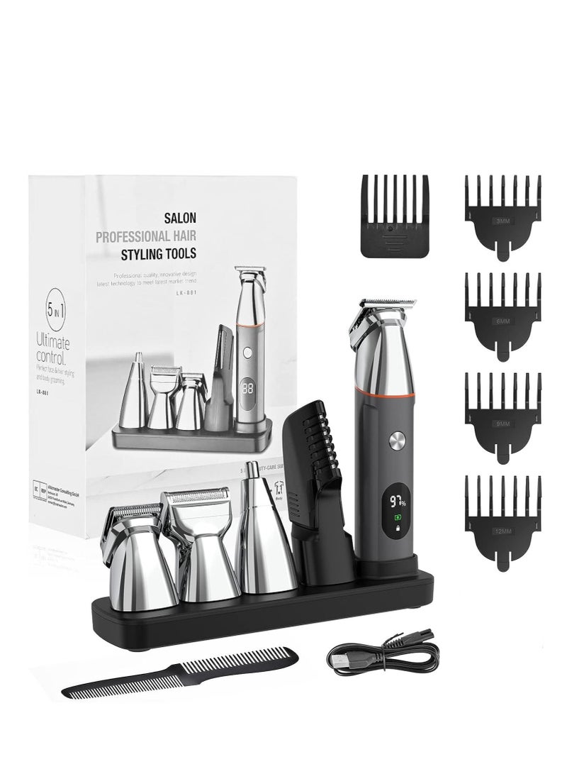 Men's Beard Trimmer, Electric Shaver IPX7 Waterproof Beard Trimming Set, With Beard Nose Ear Face, Cordless Hair Trimmer, Barber Cutter, Men's Gift