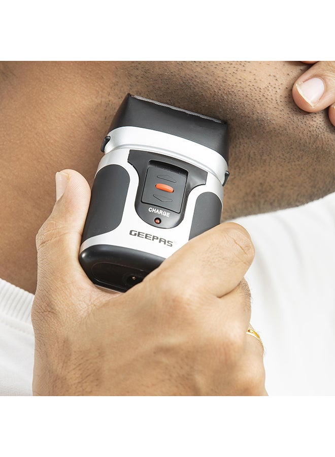 GSR110N 2 In Men's Rechargeable Shaver With Nose Trimmer - Mobile Shaver, Water Proof, Cordless Body Groomer With 2 Rapid Reciprocating Blades For Skin Comfort, Nose Trimmer Black/Gray