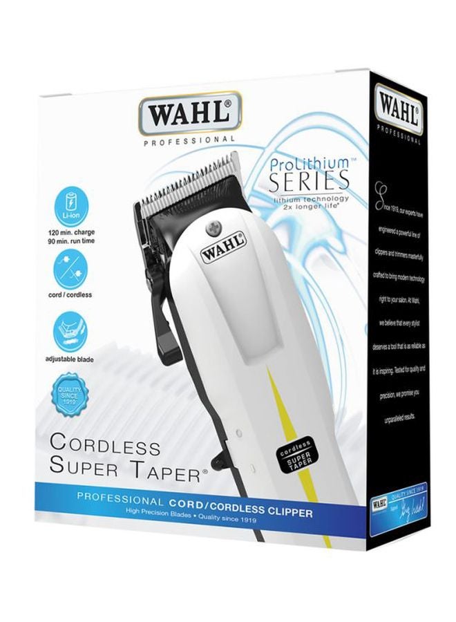 Super Taper Cordless Clipper White/Black