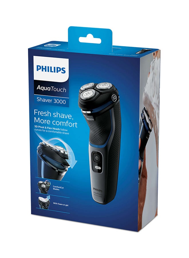 Shaver Series 3000 AquaTouch Wet Or Dry Electric Shaver S3122/50, 2 Years Warranty Black/Grey