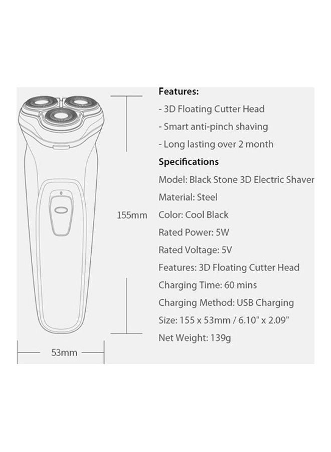 Black Stone 3D Electric Shaver Silver 15.5X5.3X5.3cm