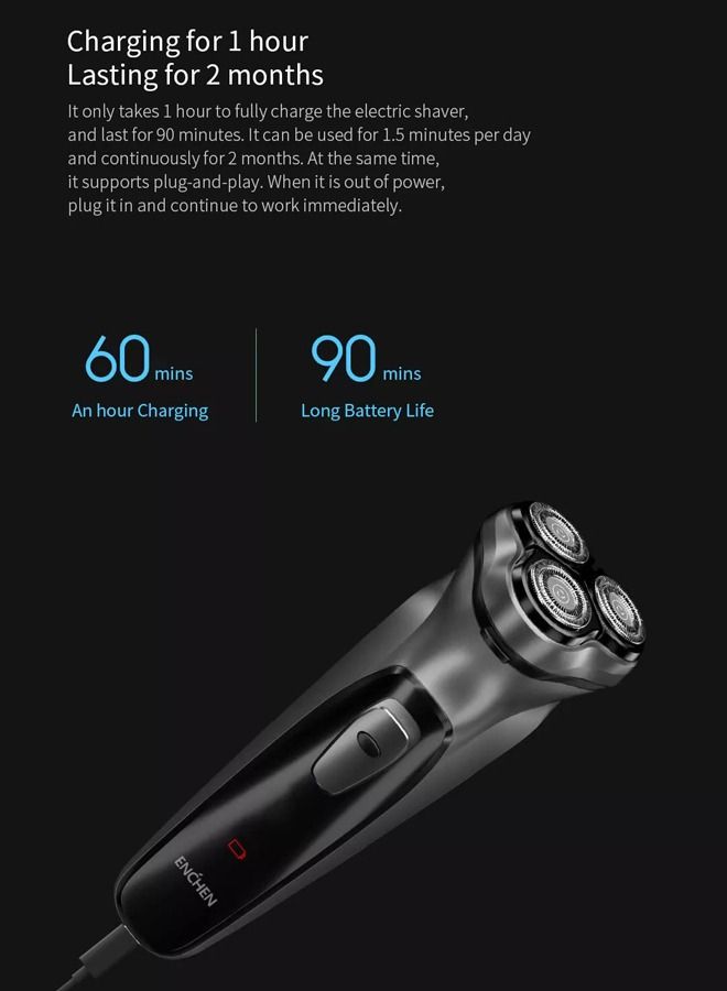 USB Charging Rechargeable Electric Shaver Waterproof Cordless Triple Blade Shavers For Men