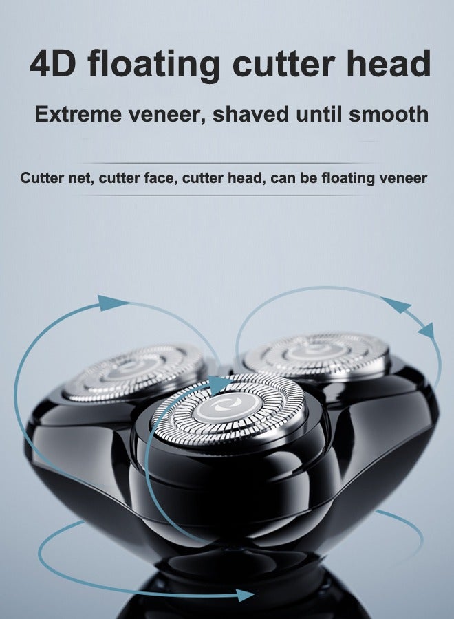 Electric Shaver Mocha S Men's Wet & Dry Beard Trimmer Ipx7 Waterproof Rechargeable Razor Magnetic Cutter Head