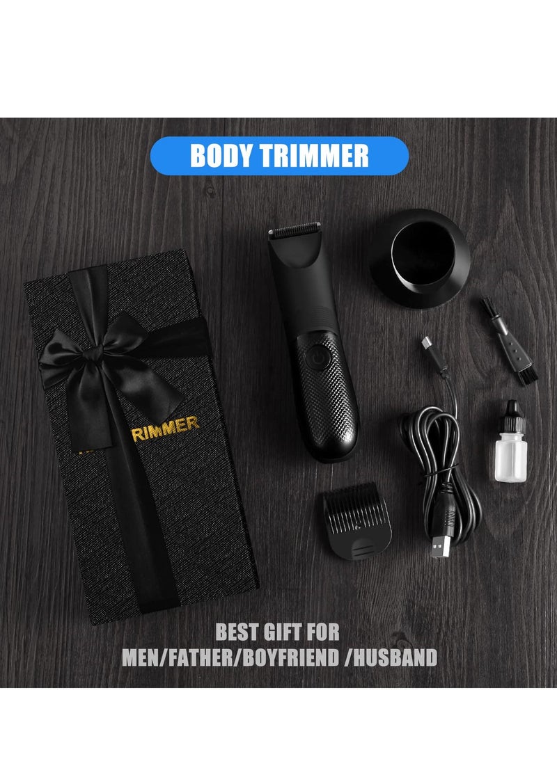 Electric Groin Hair Trimmer and Razor, Men's Bikini Trimmer, Women's Waterproof Body Hair Groomer Groin Trimmer Beard Trimmer with LED Indicator IPX7 Men's Pubic Bulb Razor