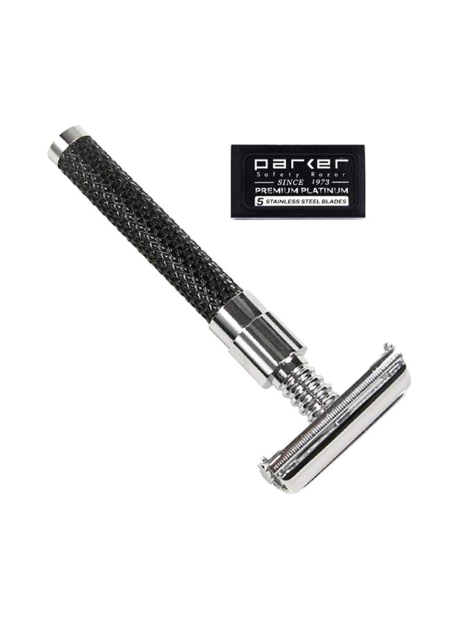 Ultra Heavy Weight Butterfly Open Double Edge Safety Razor Silver/Black 0.39370078700x0.39370078700x1.57480314800inch