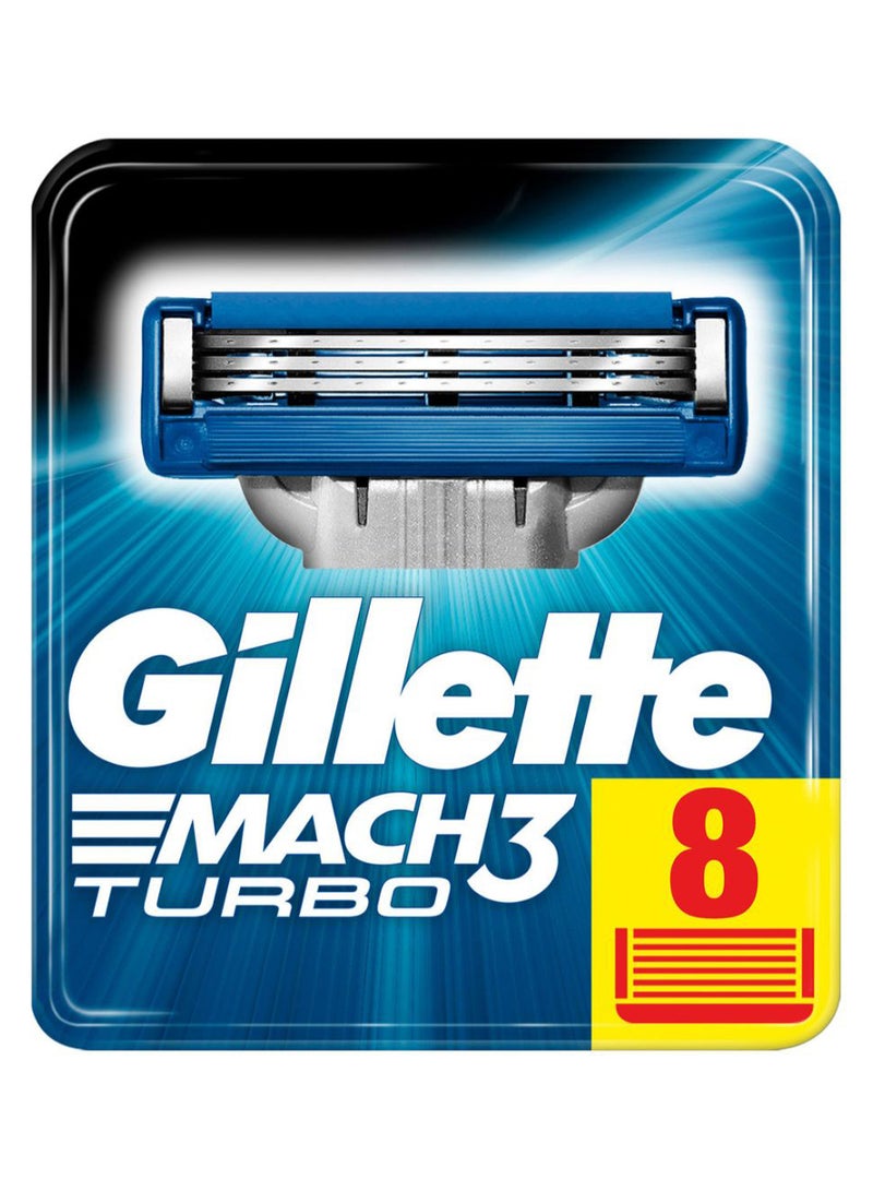 8-Piece Mach3 Turbo Blade Set Blue/Silver