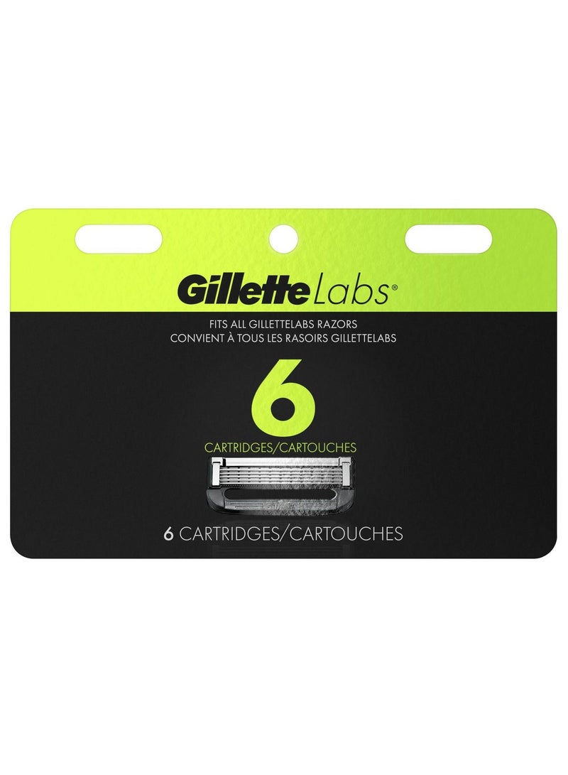 Men's Razor Blade Refill Cartridges Compatible with Gillette Labs with Exfoliating Bar and Heated Razor 6 Count