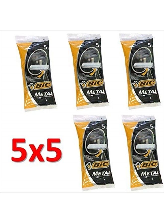 Bic Metal Men's Disposable Shaving Razors, 5-Count x 5 Packs