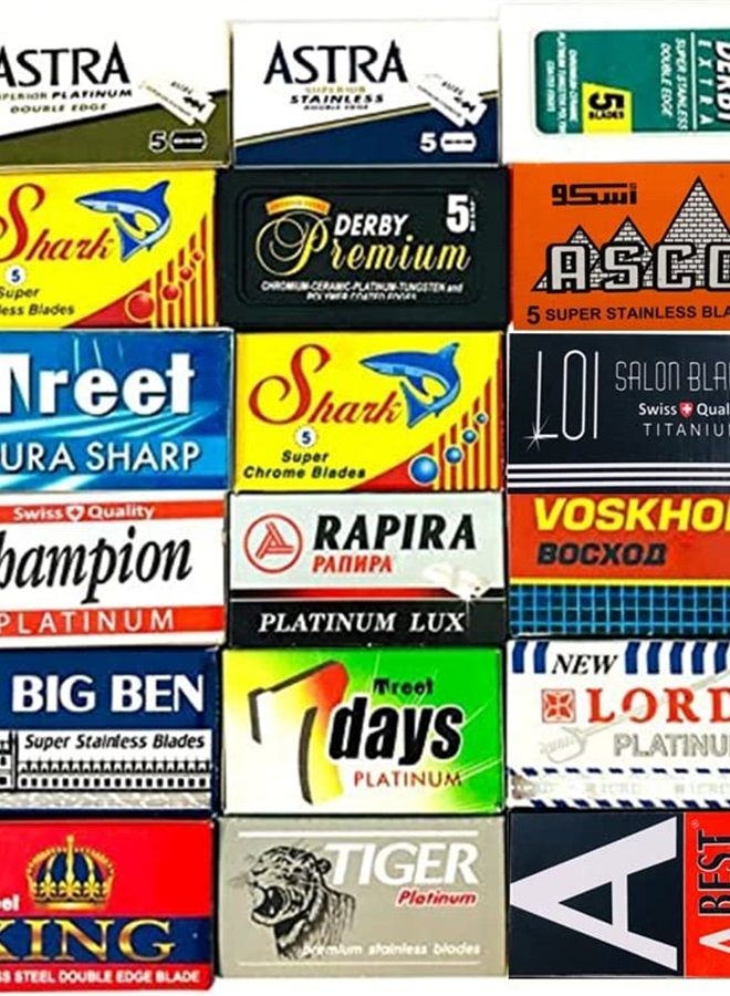 100 Quality Double Edge Razor Blades Sampler (18 different brands)
