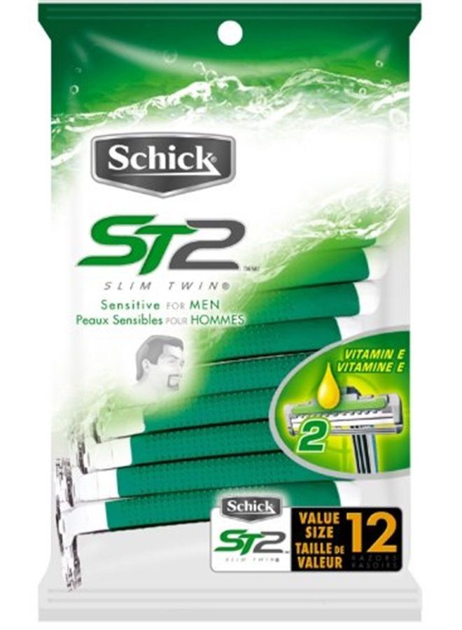 ST2 Disposable Razor, Sensitive for Men, 12-Count Packages (Pack of 3)