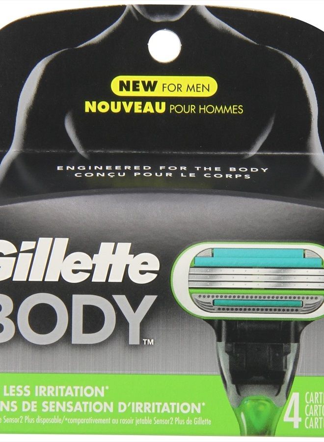 Gillette Body Men's Razor Blade Refills, 4 Count, Mens Razors / Blades