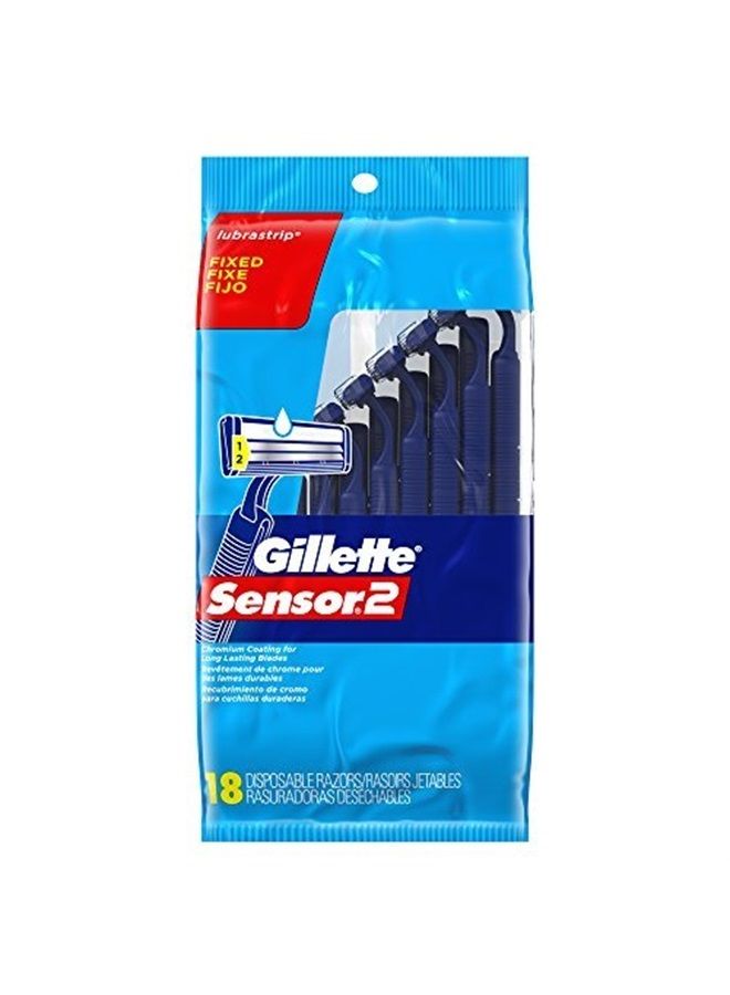 Sensor2 Disposable Razors for Men, Water Activated Lubrastrip to Help Avoid Skin Irritation, 18 count