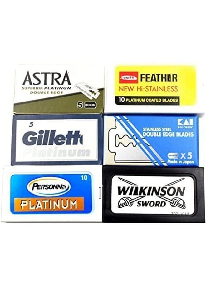 Astra-KAI-Persọnna-WiIkinson Double Edge Razor Blades Sampler (40 blades, 6 different brands)