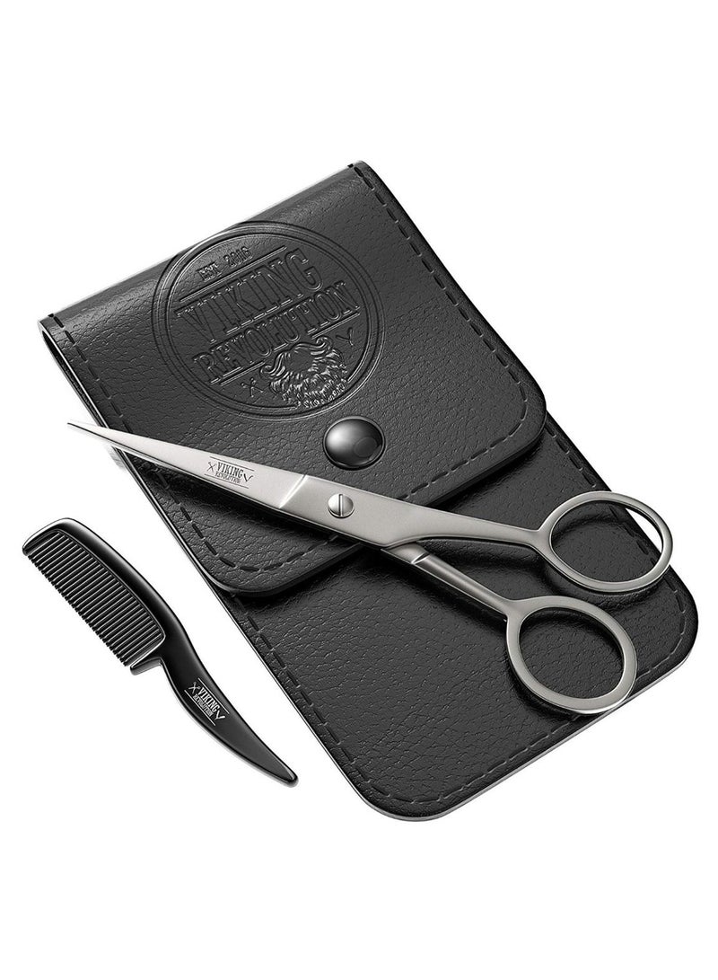 Beard Scissor And Comb With Case Silver/Black