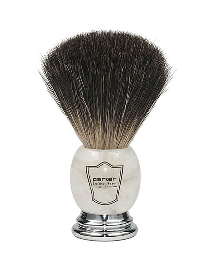 Shaving Brush With Ivory Marbled Handle And Stand White/Beige