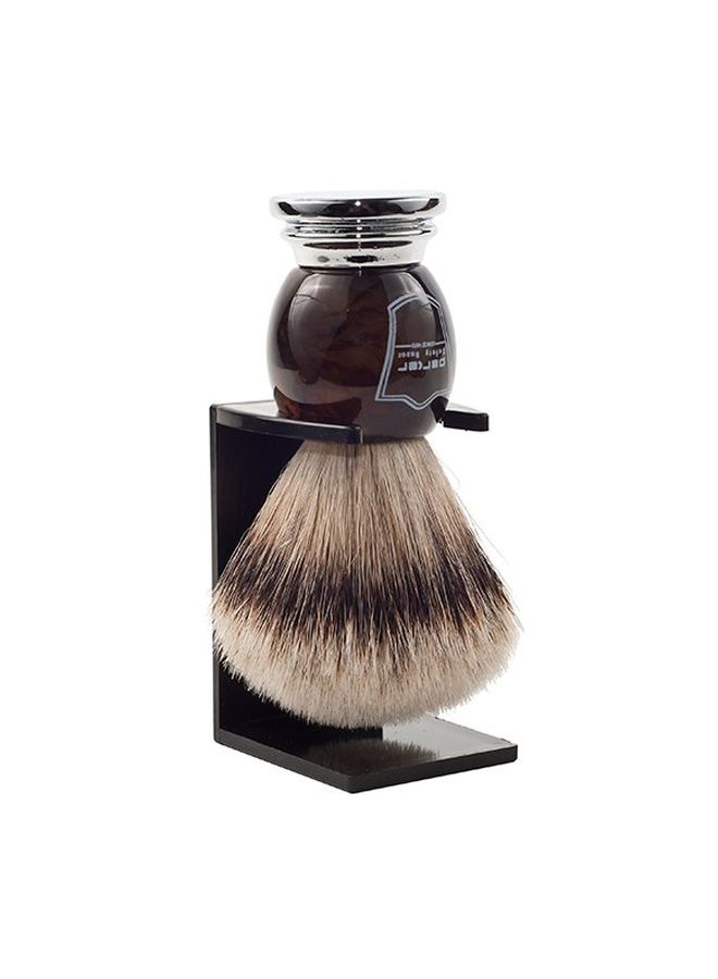 Badger Shaving Brush With Brush Stand Brown/Silver/Beige