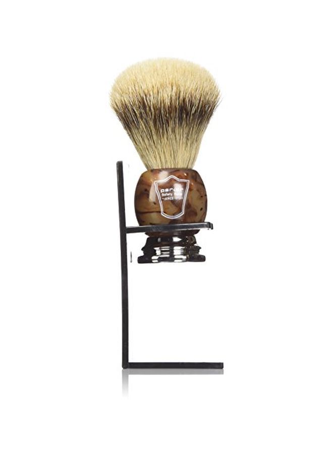 Badger Shaving Brush With Brush Stand Brown/Silver/Beige