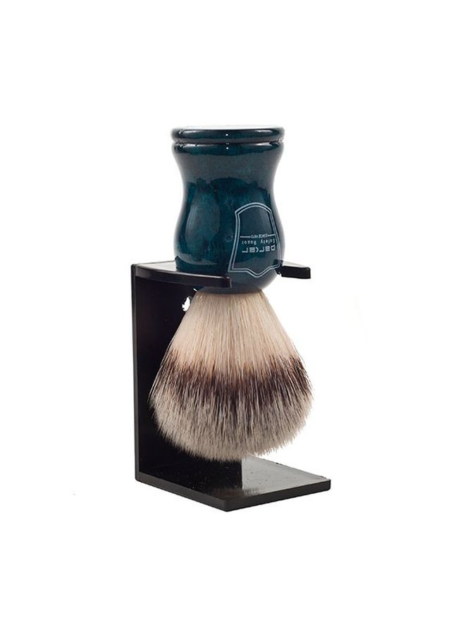 Synthetic Bristle Shaving Brush With Brush Stand Blue/Beige