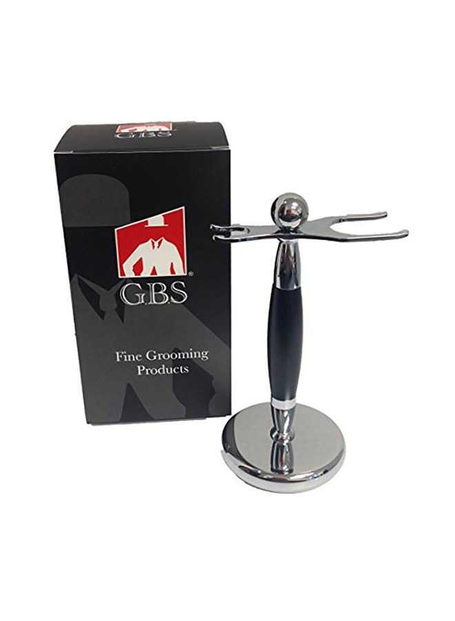 Shaving Brush And Razor Stand Black/Silver 2x4x2.8inch