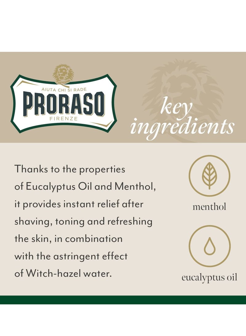 Proraso After Shave Lotion for Men, Refreshing and Toning with Menthol and Eucalyptus Oil, 3.4 Fl Oz