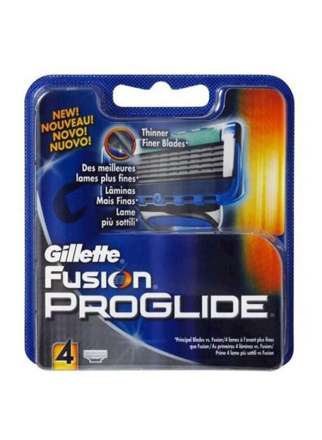 4-Piece Fusion Proglide Razor Blades Cartridges Blue/Silver/Green