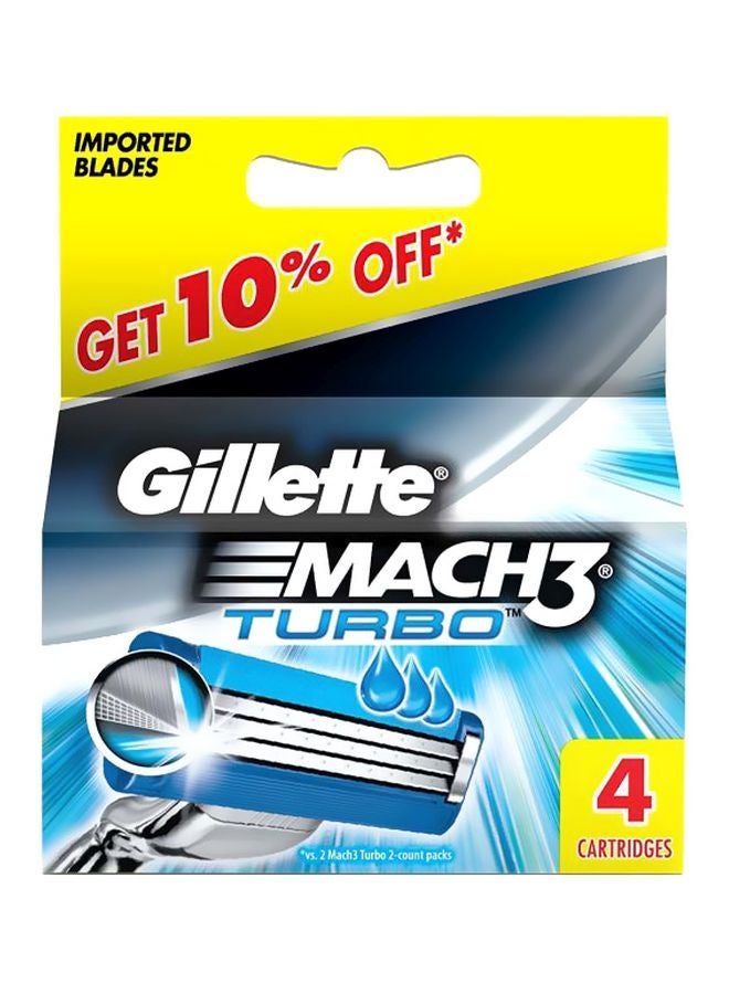 4-Piece Mach 3 Turbo Manual Shaving Razor Blade Set Black