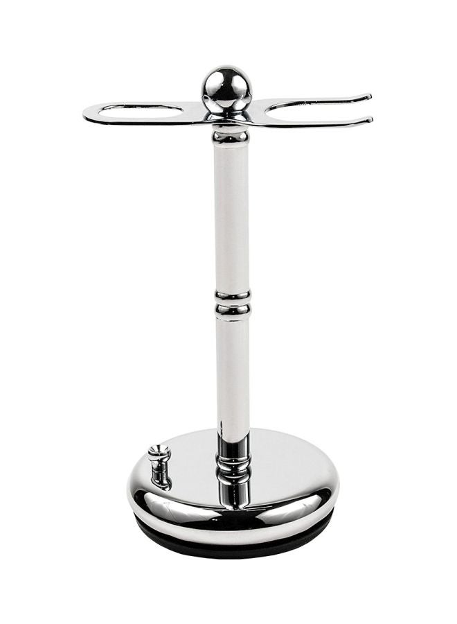 Chrome Straight Razor Brush Stand Silver