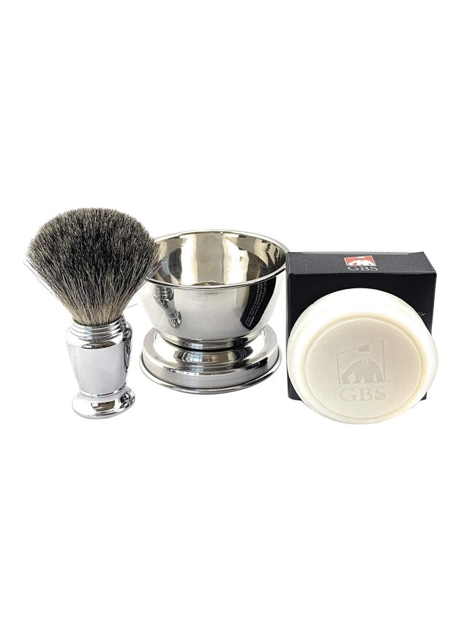 Wet Shaving Set Silver/White/Brown