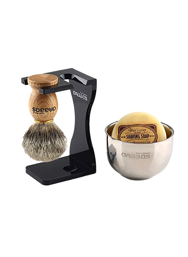 4-In-1 Pure Badger Hair Shaving Brush Kit Brown