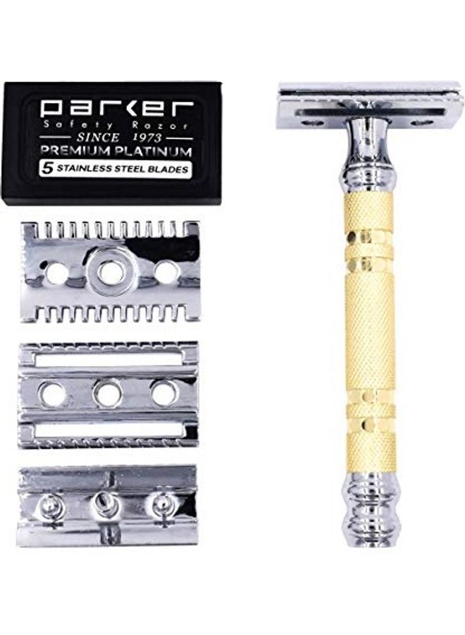 Razor With 5 Blade Set Silver/Beige