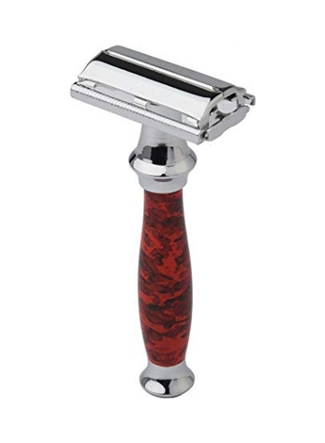 Shaving Double Edge Butterfly Safety Razor Marble Red/Silver