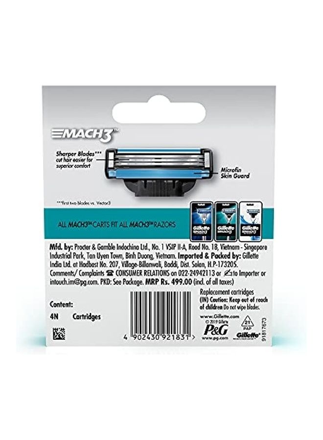 4 Cartridge Manual Shaving Razor Blades Multicolour 4.4488188931X4.1338582635X0.9842519675inch