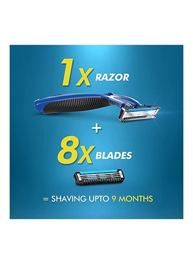 Single Razor With 8 Blades Multicolour 7.4803X5.43306X0.98425inch