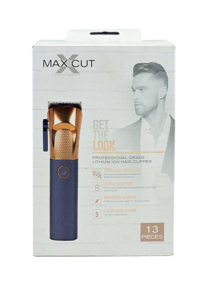 MAX CUT 13 Pieces Professional Grade Lithium Ion Metal Hair Clipper