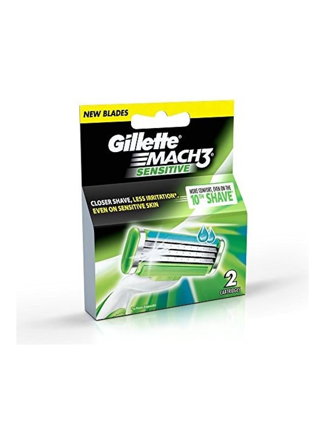 2 Cartridge Sensitive Manual Shaving Razor Blades Multicolour 4.4488188931X4.1338582635X0.9842519675inch