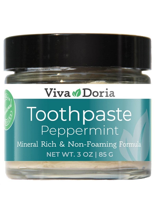 Iva Doria Fluoride Free Natural Toothpaste Peppermint (3 Oz Glass Jar) Refreshes Mouth Freshens Breath Keeps Teeth And Gum Healthy