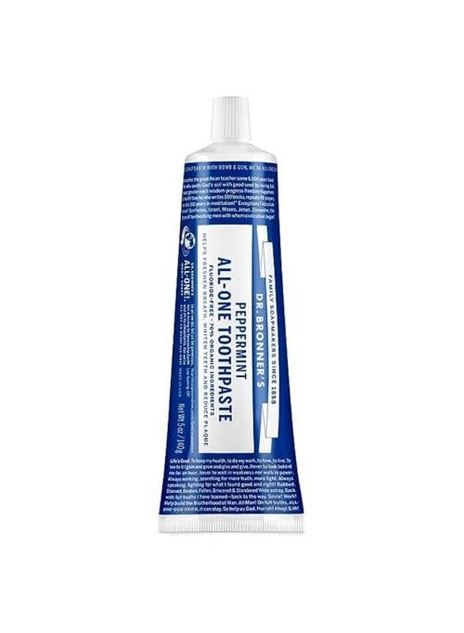 Dr. Bronner’S Allone Toothpaste (Peppermint 5 Ounce 3Pack) 70% Organic Ingredients Natural And Effective Fluoridefree Slsfree Helps Freshen Breath Reduce Plaque Whiten Teeth Vegan