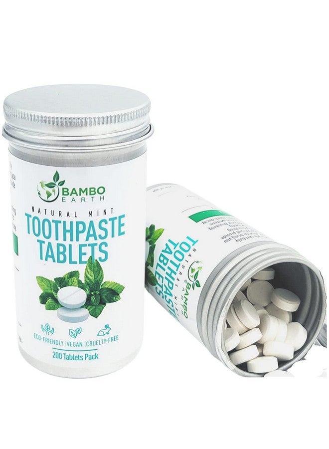 200 Pack Natural Toothpaste Tablet Bits Chewable Mouthwash Whitening Bite Tablets For Teeth Sls & Fluoride Free Eco & Travel Friendly Zero Waste Packaging Mint & Activated Charcoal (Peppermint)