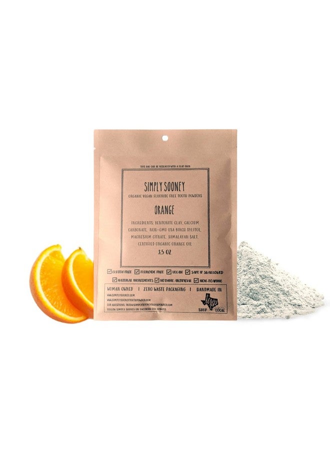 Zero Waste Paper Bag Kid Safe Orange Organic Vegan Fluoride Free Remineralizing Tooth Powder Ships Without Any Plastic